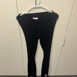Black Ribbed Flare Leggings